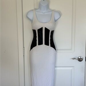 Bebe Elegant White and Black Dress
